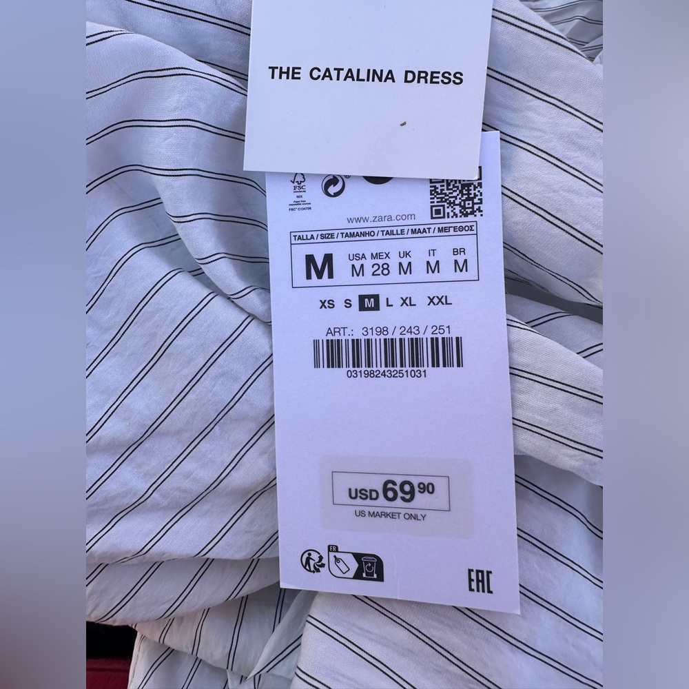 Zara Catalina Striped Dress NWT - Picture 6 of 6